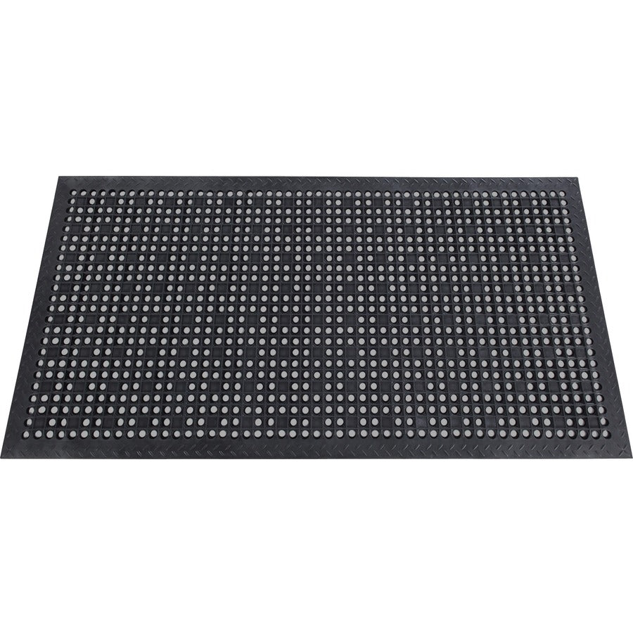 Genuine Joe Versa-Lite Anti-microbial Rubber Mat - Warehouse - 60" Length x 36" Width - Rubber - Black - 1Each