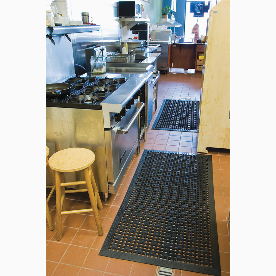 Genuine Joe Versa-Lite Anti-microbial Rubber Mat - Warehouse - 60" Length x 36" Width - Rubber - Black - 1Each - 