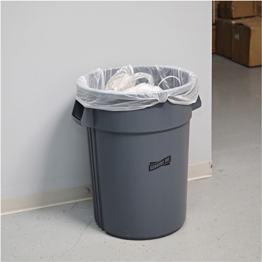 Genuine Joe High-density Can Liners - Extra Large Size - 56 gal Capacity - 43" Width x 48" Length - 0.63 mil (16 Micron) Thickness - High Density - Clear - Resin - 10/Carton - 20 Per Roll - Office Waste, Industrial Trash - 