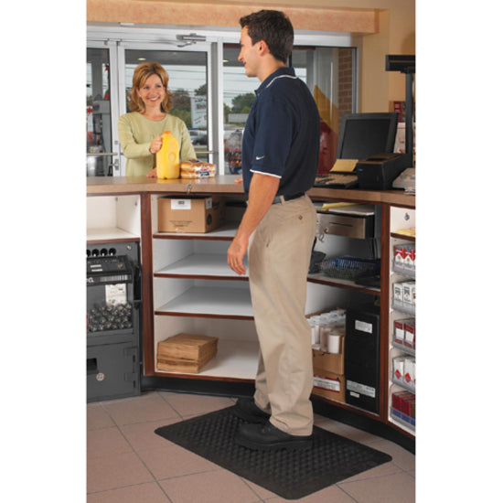 Genuine Joe Flex Step Rubber Anti-Fatigue Mats - Warehouse - 36" Length x 24" Width - Rubber - Black - 1Each - 