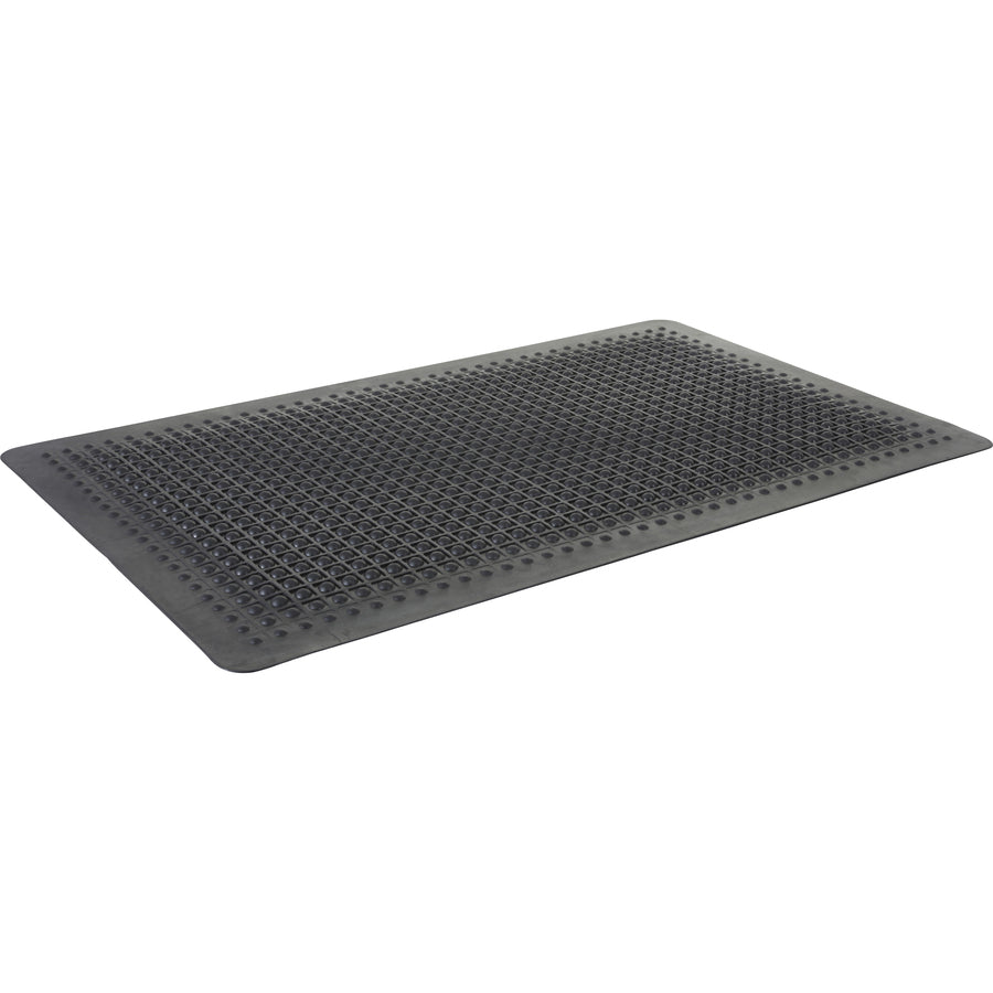 Genuine Joe Flex Step Rubber Anti-Fatigue Mats - Warehouse - 36" Length x 24" Width - Rubber - Black - 1Each - 