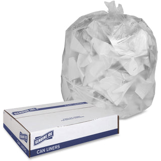Genuine Joe Economy High-Density Can Liners - Small Size - 10 gal Capacity - 24" Width x 24" Length - 0.24 mil (6 Micron) Thickness - High Density - Translucent - Resin - 1000/Carton - Breakroom, Restroom, Office Waste, Can