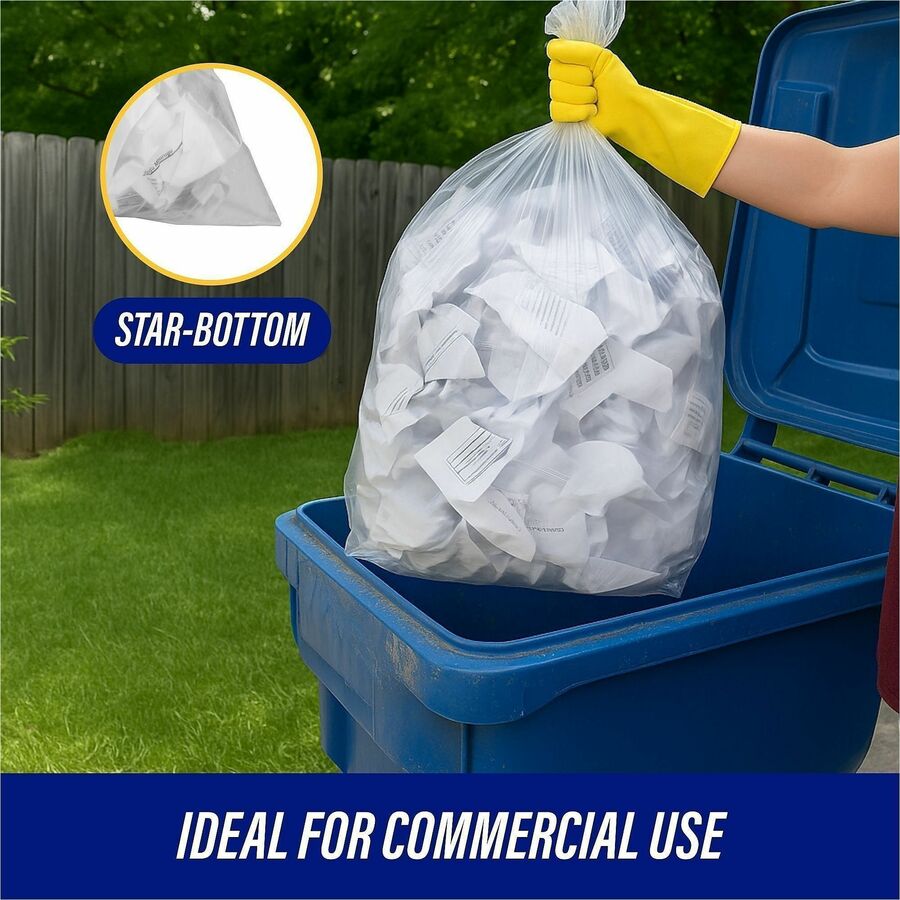 Genuine Joe Economy High-Density Can Liners - Medium Size - 33 gal Capacity - 33" Width x 39" Length - 0.35 mil (9 Micron) Thickness - High Density - Translucent - Resin - 500/Carton