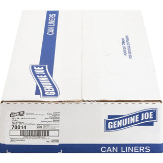 Genuine Joe Economy High-Density Can Liners - Extra Large Size - 60 gal Capacity - 38" Width x 58" Length - 0.47 mil (12 Micron) Thickness - High Density - Translucent - Resin - 200/Carton - Office Waste