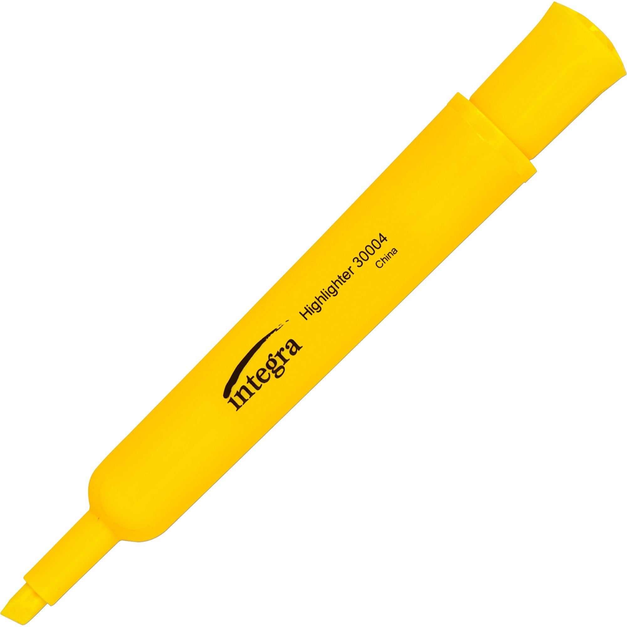 Integra Chisel Desk Liquid Highlighters - Chisel Marker Point Style - Yellow Water Based Ink - Yellow Barrel - 1 Dozen - 