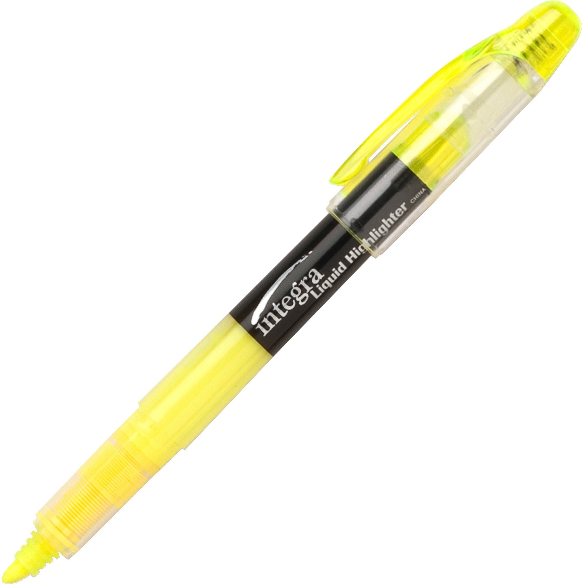 Integra Liquid Highlighters - Chisel Marker Point Style - Yellow - 1 Dozen - 