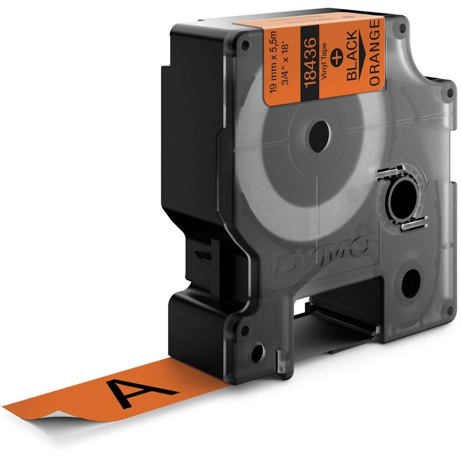 Dymo Colored Industrial Rhino Vinyl Labels - 3/4" Length - Black - Vinyl - 1 Each
