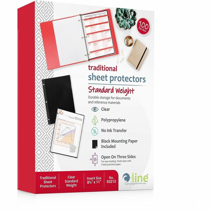 Traditional Polypropylene Sheet Protectors, Standard Weight, 11 x 8.5, 100/Box
