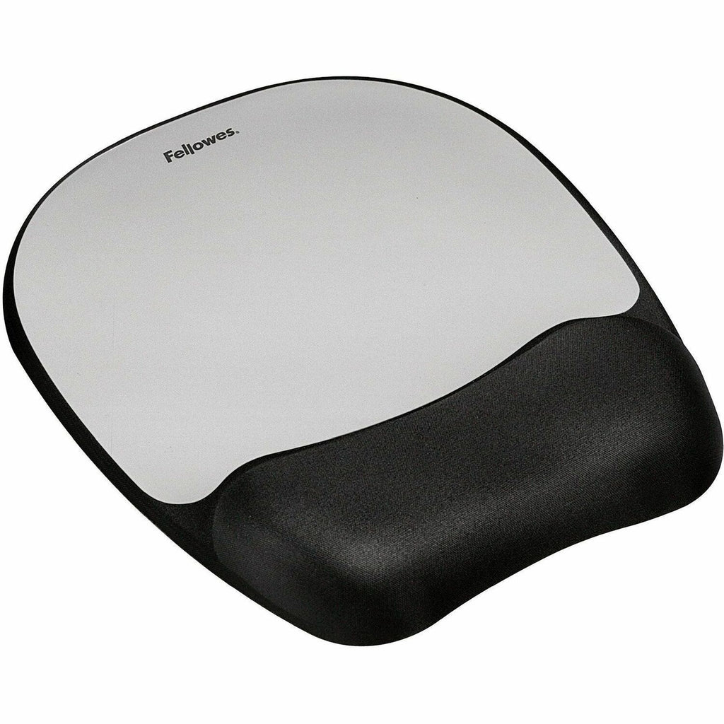 Memory Foam Mouse Pad with Wrist Rest, 7.93 x 9.25, Black/Silver