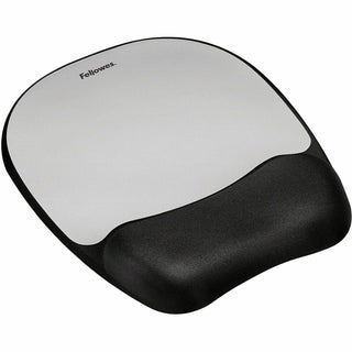 Memory Foam Mouse Pad with Wrist Rest, 7.93 x 9.25, Black/Silver