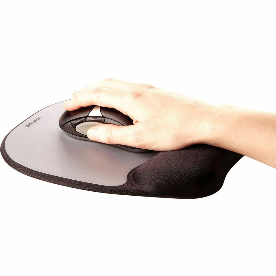 Memory Foam Mouse Pad with Wrist Rest, 7.93 x 9.25, Black/Silver