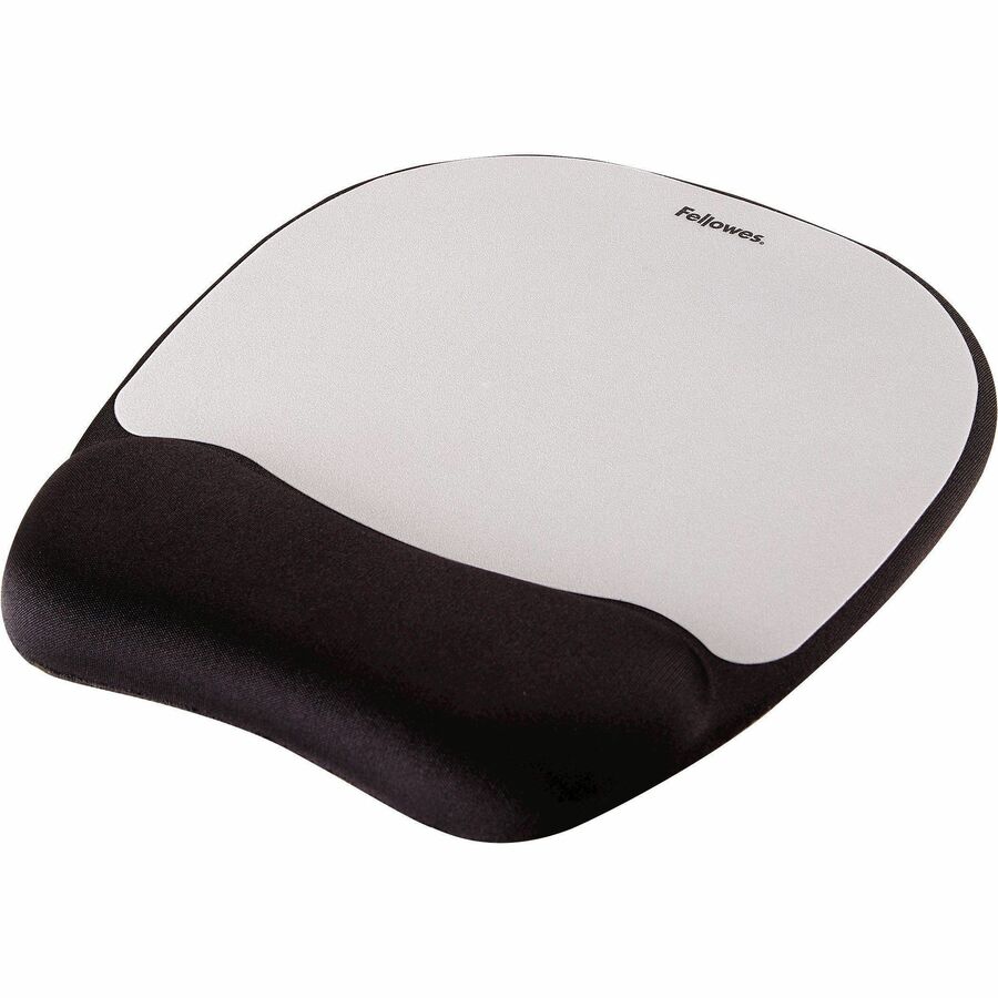Memory Foam Mouse Pad with Wrist Rest, 7.93 x 9.25, Black/Silver