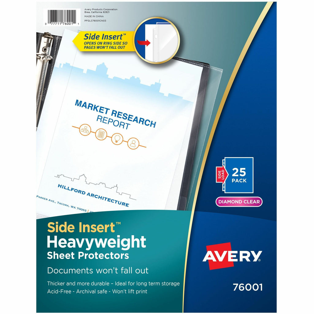 Avery Side Insert Sheet Protectors - For Letter 8 1/2" x 11" Sheet - Ring Binder - Side Loading - Clear - Polypropylene - 25 / Pack