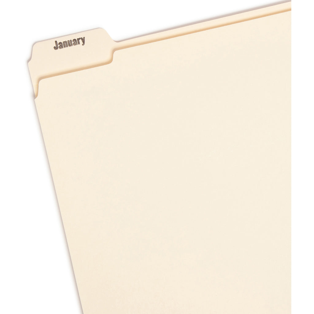 Smead 1/5 Tab Cut Letter Recycled Top Tab File Folder - 8 1/2" x 11" - 3/4" Expansion - Top Tab Location - Assorted Position Tab Position - Manila - 10% Recycled - 12 / Set - 