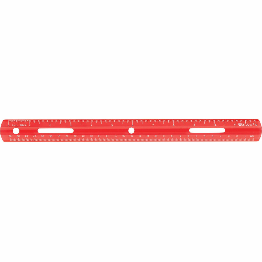 westcott-12-plastic-ruler-12-length-1-16-graduations-imperial-metric-measuring-system-plastic-1-each-assorted_acm10526 - 2