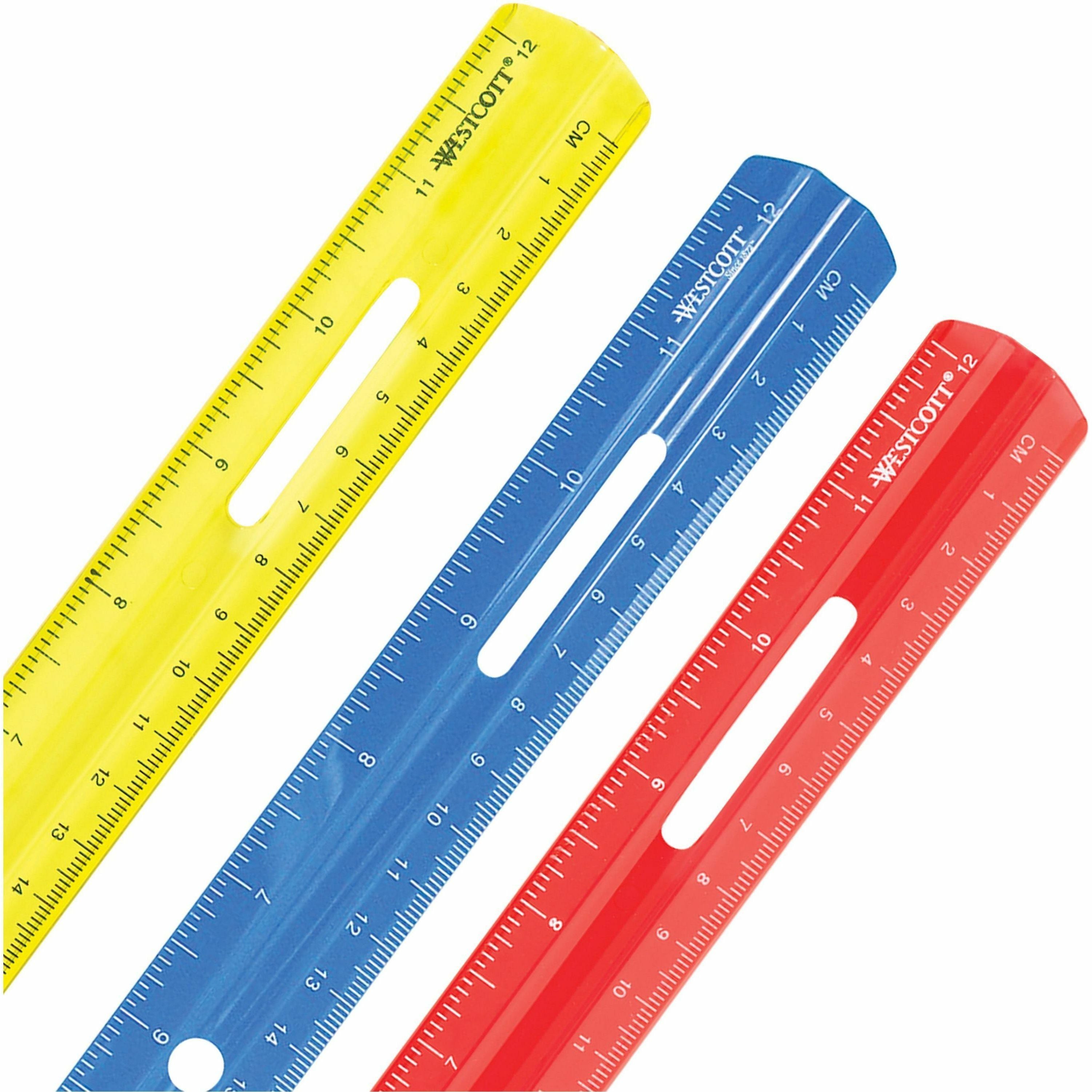 westcott-12-plastic-ruler-12-length-1-16-graduations-imperial-metric-measuring-system-plastic-1-each-assorted_acm10526 - 5