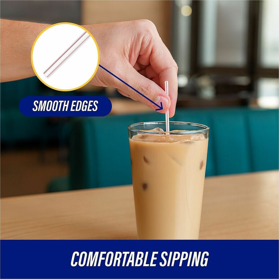 Genuine Joe 5-1/2" Plastic Stir Stick/Straws - 5.5" Length - Plastic - 1000 / Box - White