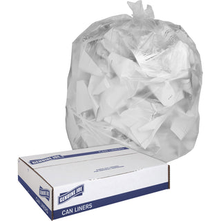 Genuine Joe Clear Trash Can Liners - 45 gal Capacity - 40" Width x 46" Length - 0.60 mil (15 Micron) Thickness - Low Density - Clear - Film - 250/Box - Multipurpose - Recycled