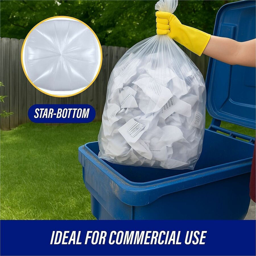 Genuine Joe Clear Trash Can Liners - Extra Large Size - 60 gal Capacity - 38" Width x 58" Length - 0.80 mil (20 Micron) Thickness - Low Density - Clear - Film - 100/Carton - Multipurpose