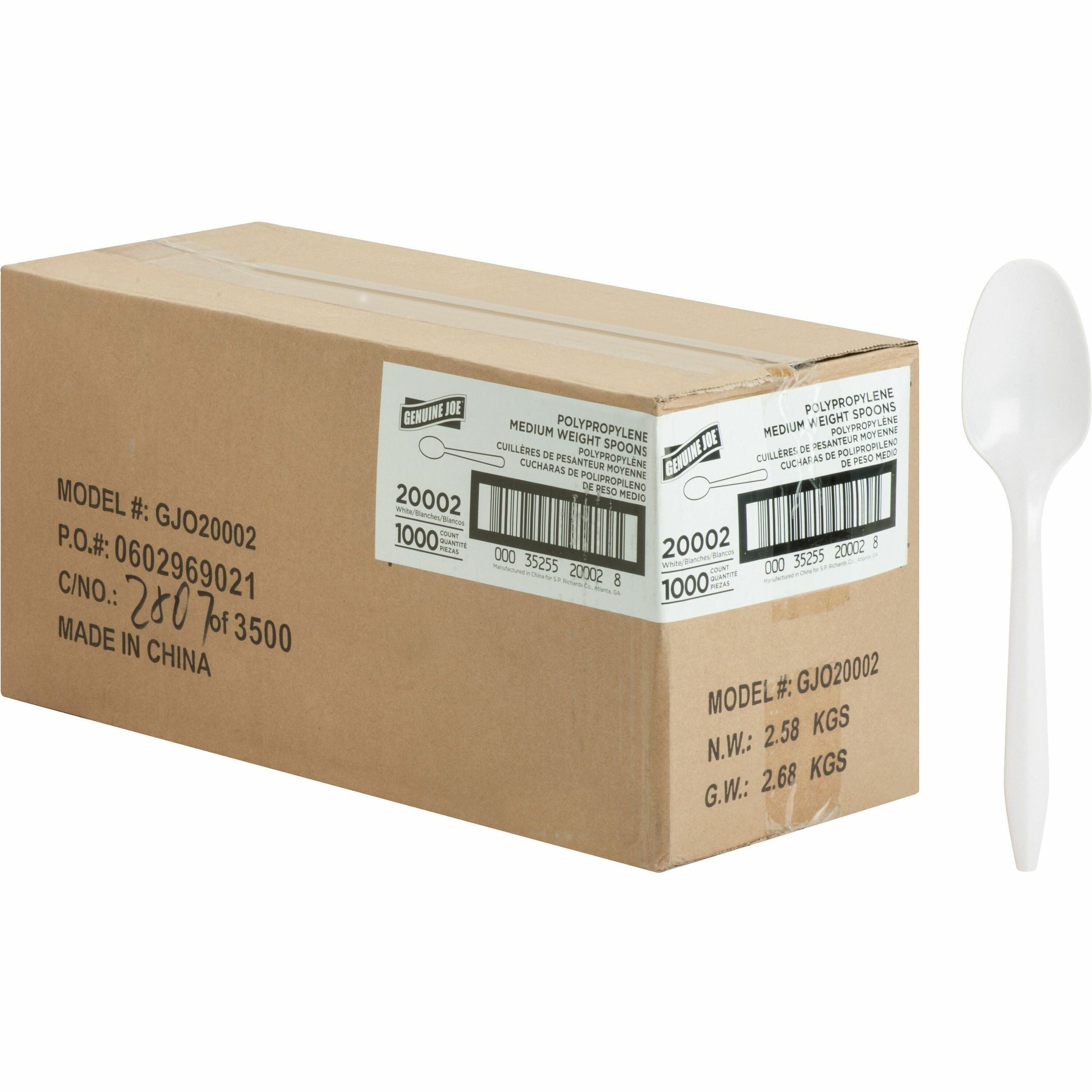 Genuine Joe Medium-weight Spoons - 1000/Carton - White - 1