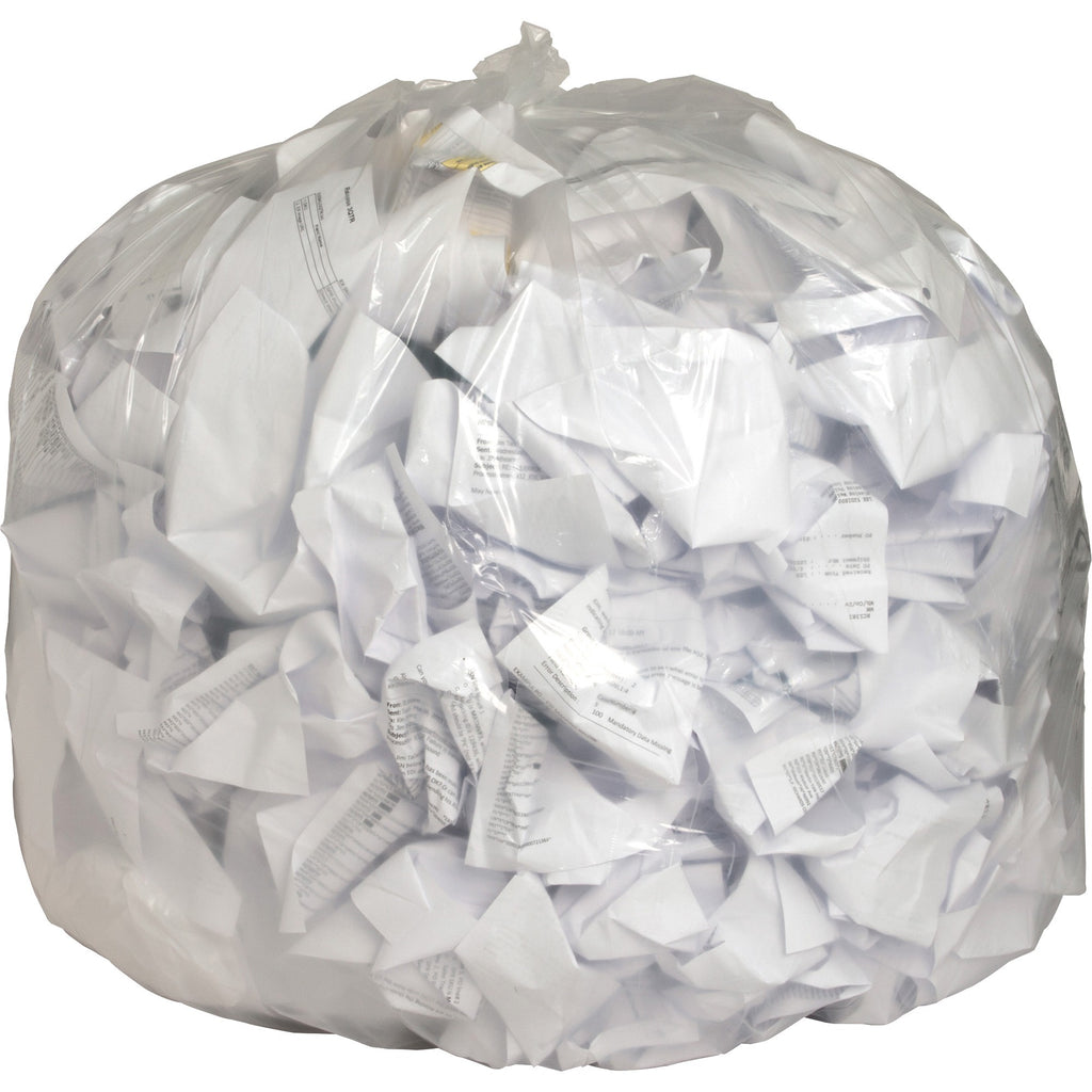Genuine Joe Clear Trash Can Liners - 56 gal Capacity - 43" Width x 48" Length - 0.80 mil (20 Micron) Thickness - Low Density - Clear - Film - 100/Carton - Multipurpose - Recycled