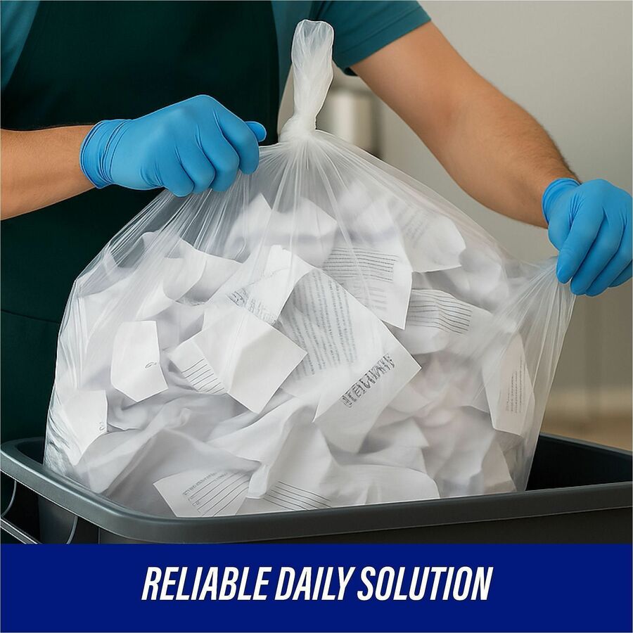Genuine Joe Clear Trash Can Liners - 56 gal Capacity - 43" Width x 48" Length - 0.80 mil (20 Micron) Thickness - Low Density - Clear - Film - 100/Carton - Multipurpose - Recycled