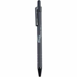 Integra Rubber Barrel Retractable Ballpoint Pens - Medium Pen Point - 1 mm Pen Point Size - Retractable - Black - Rubber Barrel - 1 Dozen