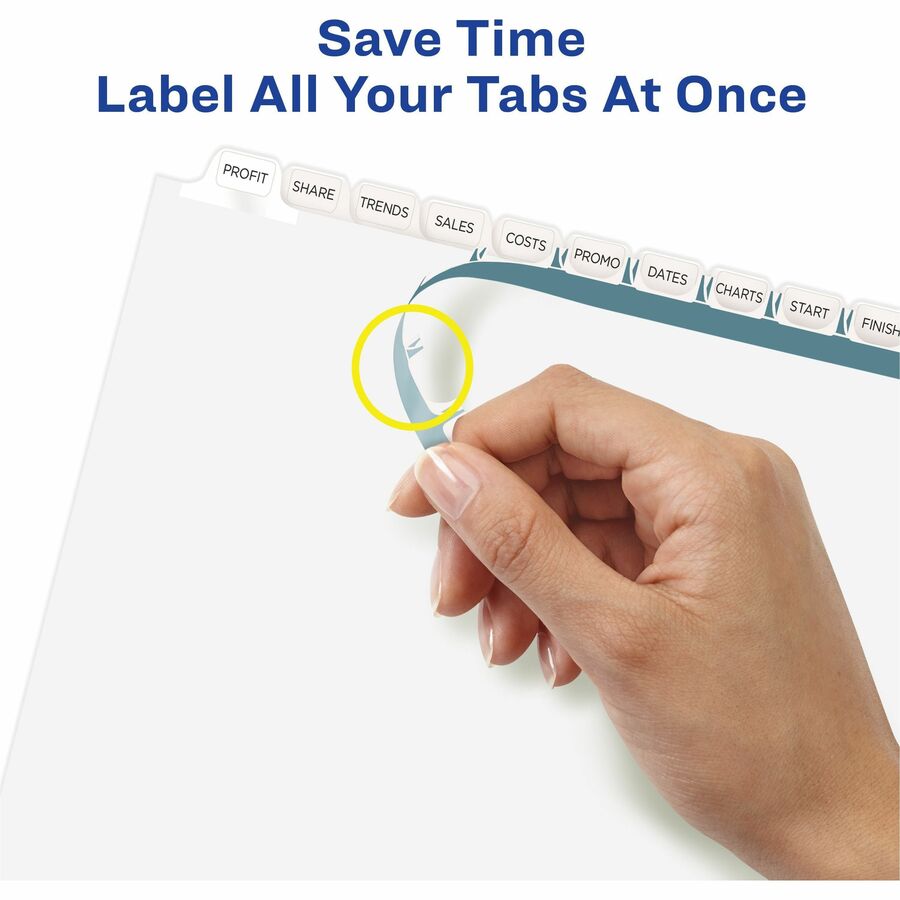 Print and Apply Index Maker Clear Label Dividers, 12-Tab, White Tabs, 11 x 8.5, White, 1 Set