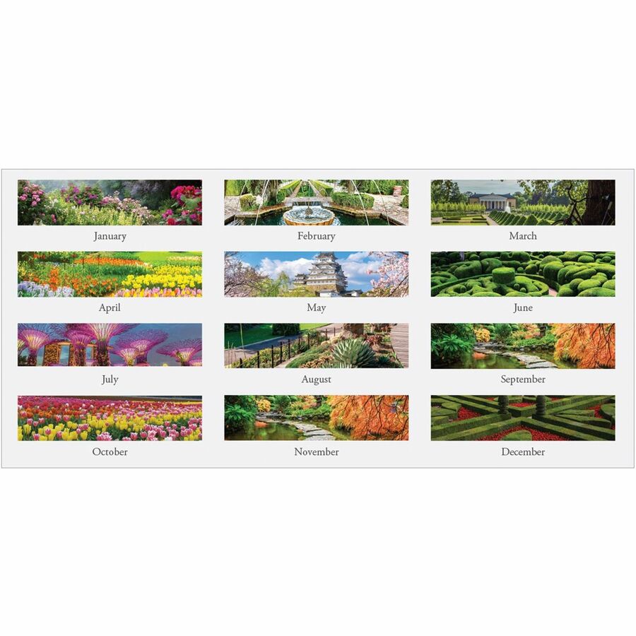 House of Doolittle Earthscapes Gardens Wall Calendar - Julian Dates - Monthly - 1 Year - January 2024 - December 2024 - 1 Month Single Page Layout - 15 1/2" x 22" Sheet Size - 2" x 2.50" Block - Wire Bound - White - Paper - Reference Calendar, Eyelet - 