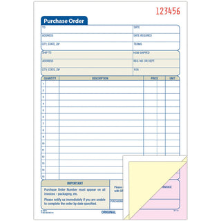 Adams 3-Part Carbonless Purchase Order Forms - 3 PartCarbonless Copy - 5.56" x 8.43" Sheet Size - 1 Each - 