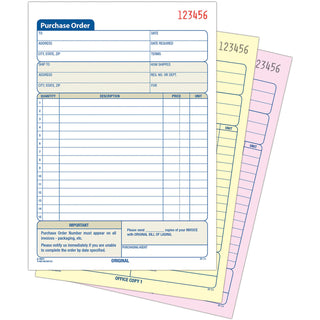 Adams 3-Part Carbonless Purchase Order Forms - 3 PartCarbonless Copy - 5.56" x 8.43" Sheet Size - 1 Each - 