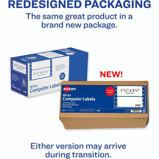 Avery Continuous Form Computer Labels) - 3 1/2" Height x 1 7/16" Width - Permanent Adhesive - Dot Matrix - White - 1 / Sheet - 5000 Total Label(s) - 5000 / Carton