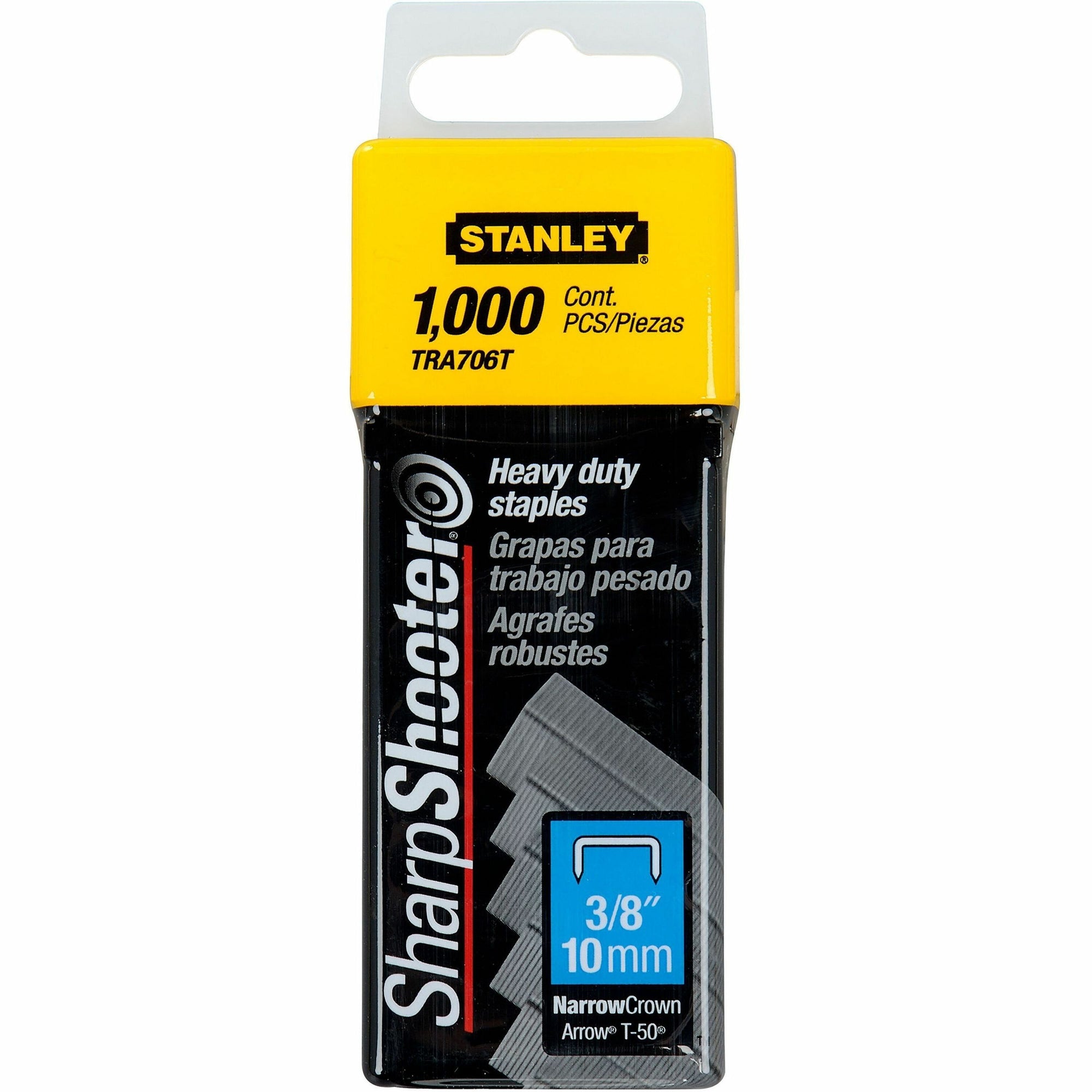 SharpShooter Heavy-Duty Tacker Staples, 0.38" Leg, 0.5" Crown, Steel, 1,000/Box