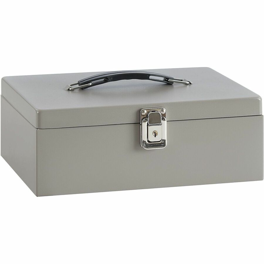 Sparco All-Steel Cash Box with Latch Lock - 1 Bill - 6 Coin - Steel - Gray - 4" Height x 11" Width x 7.8" Depth