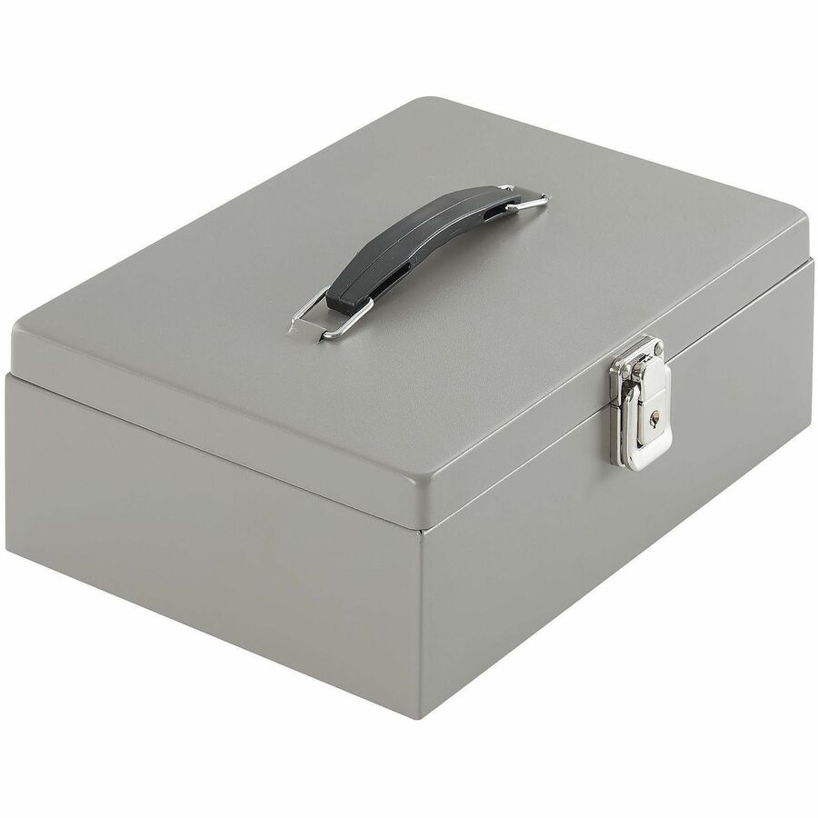 Sparco All-Steel Cash Box with Latch Lock - 1 Bill - 6 Coin - Steel - Gray - 4" Height x 11" Width x 7.8" Depth