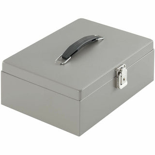 Sparco All-Steel Cash Box with Latch Lock - 1 Bill - 6 Coin - Steel - Gray - 4" Height x 11" Width x 7.8" Depth