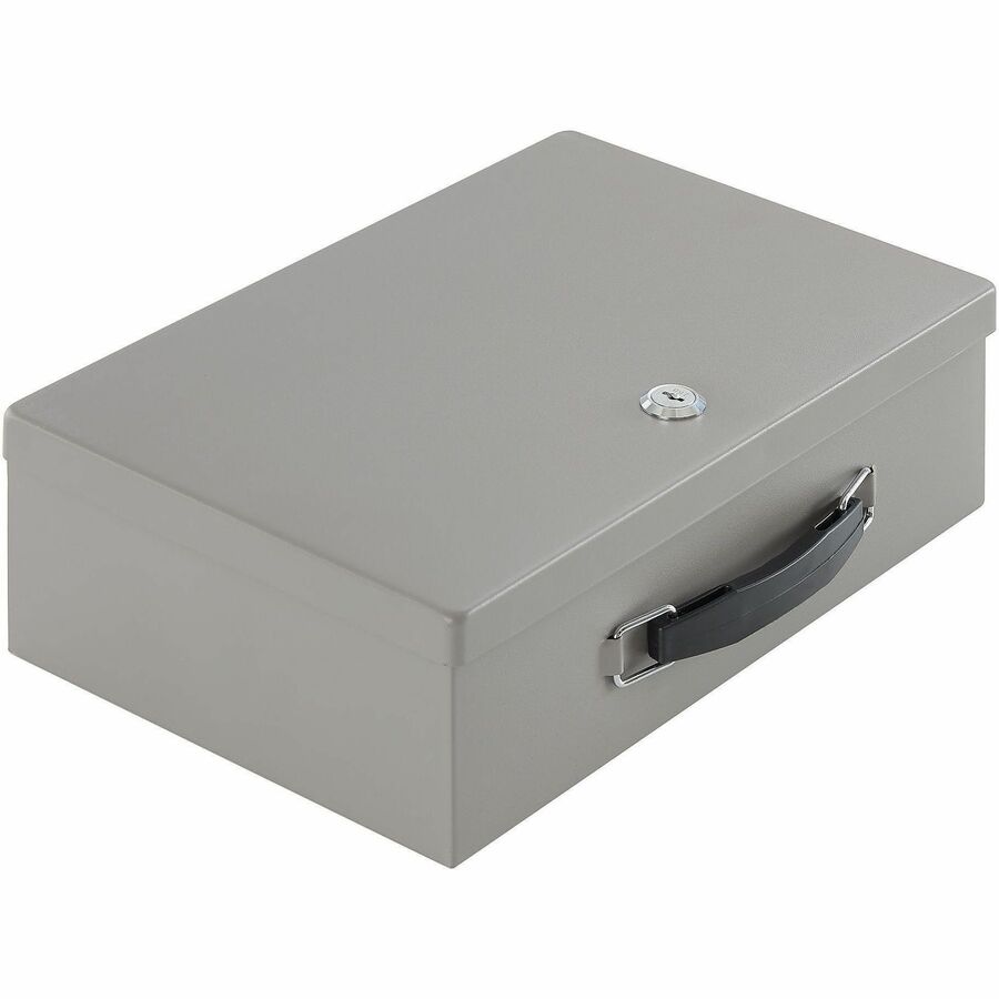 Sparco All-Steel Insulated Cash Box - Steel - Gray - 3.8" Height x 12.8" Width x 8.3" Depth