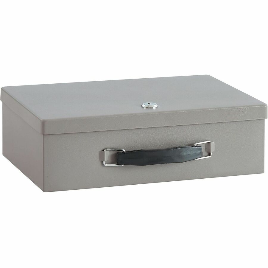 Sparco All-Steel Insulated Cash Box - Steel - Gray - 3.8" Height x 12.8" Width x 8.3" Depth