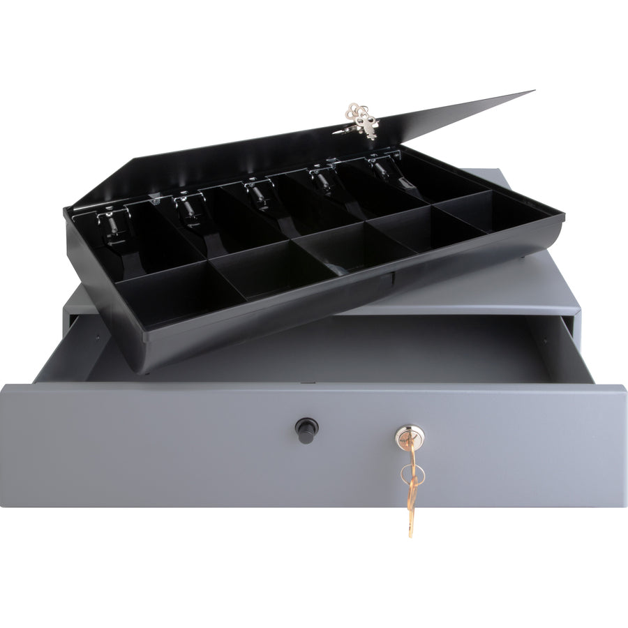 Sparco Removable Tray Cash Drawer - Gray - 3.8" Height x 17.8" Width x 15.8" Depth - 