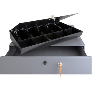 Sparco Removable Tray Cash Drawer - Gray - 3.8" Height x 17.8" Width x 15.8" Depth - 
