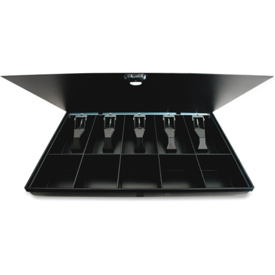 Sparco Locking Cover Money Tray - 1 x Cash Tray - 5 Bill/5 Coin Compartment(s) - Black - 