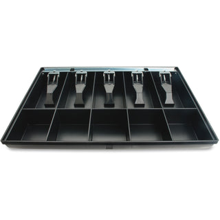 Sparco Locking Cover Money Tray - 1 x Cash Tray - 5 Bill/5 Coin Compartment(s) - Black - 