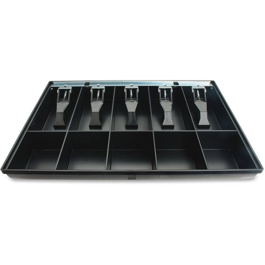 Sparco Locking Cover Money Tray - 1 x Cash Tray - 5 Bill/5 Coin Compartment(s) - Black