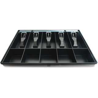 Sparco Locking Cover Money Tray - 1 x Cash Tray - 5 Bill/5 Coin Compartment(s) - Black