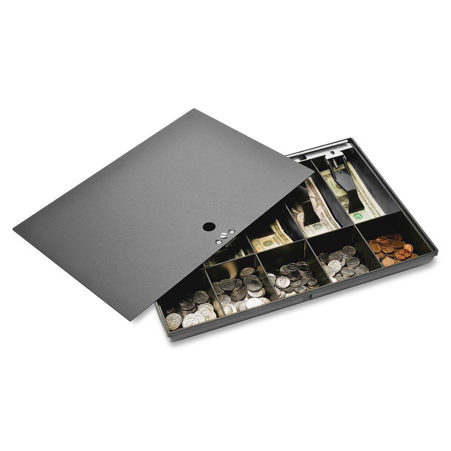Sparco Locking Cover Money Tray - 1 x Cash Tray - 5 Bill/5 Coin Compartment(s) - Black - 