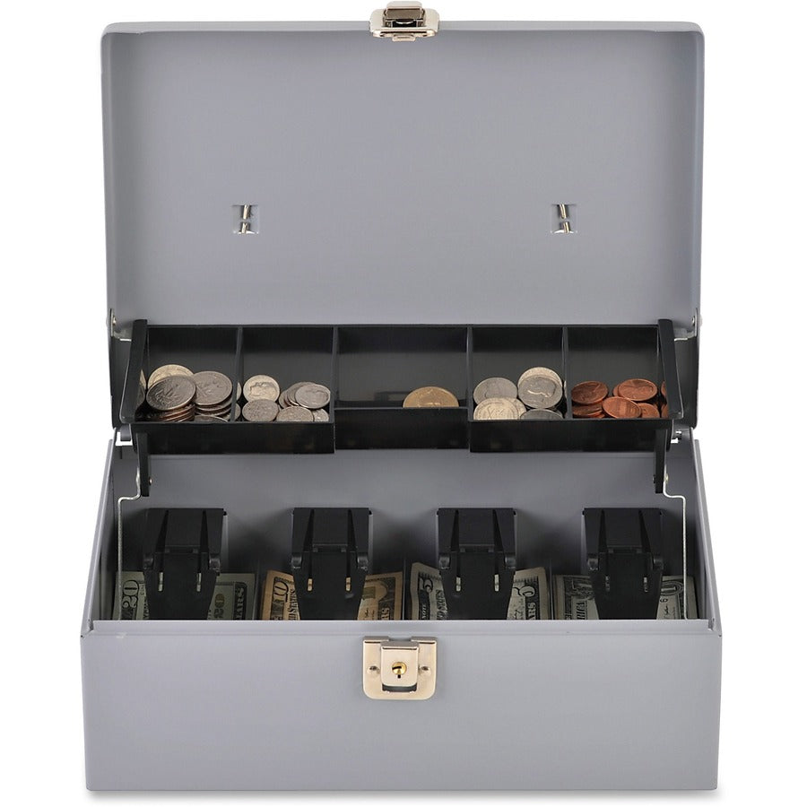Sparco Controller Cash Box - 5 Coin - Gray - 3.4" Height x 11.4" Width x 7.5" Depth
