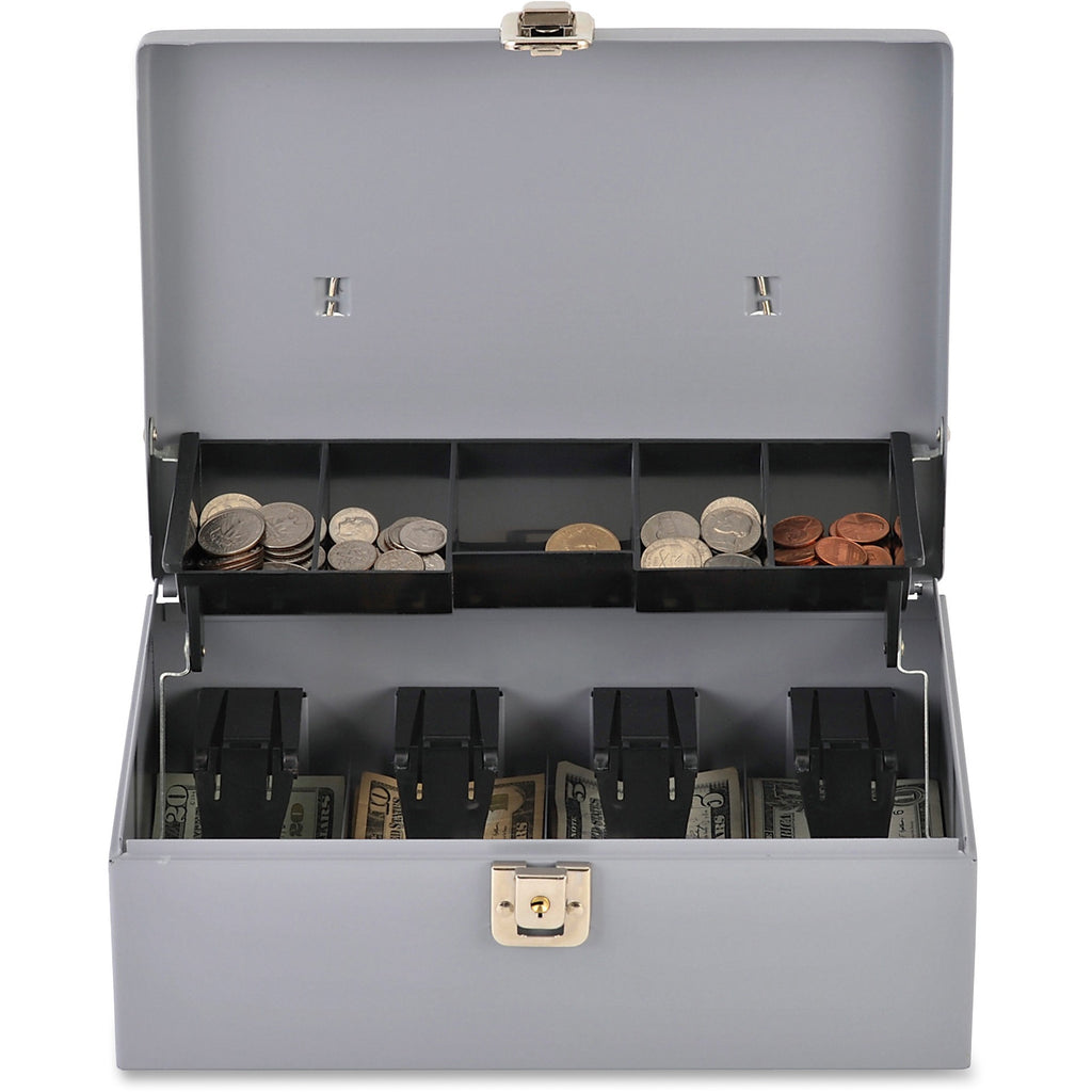 Sparco Controller Cash Box - 5 Coin - Gray - 3.4" Height x 11.4" Width x 7.5" Depth - 