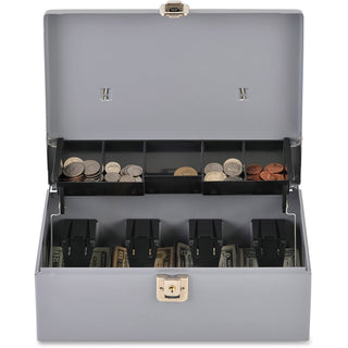 Sparco Controller Cash Box - 5 Coin - Gray - 3.4" Height x 11.4" Width x 7.5" Depth - 