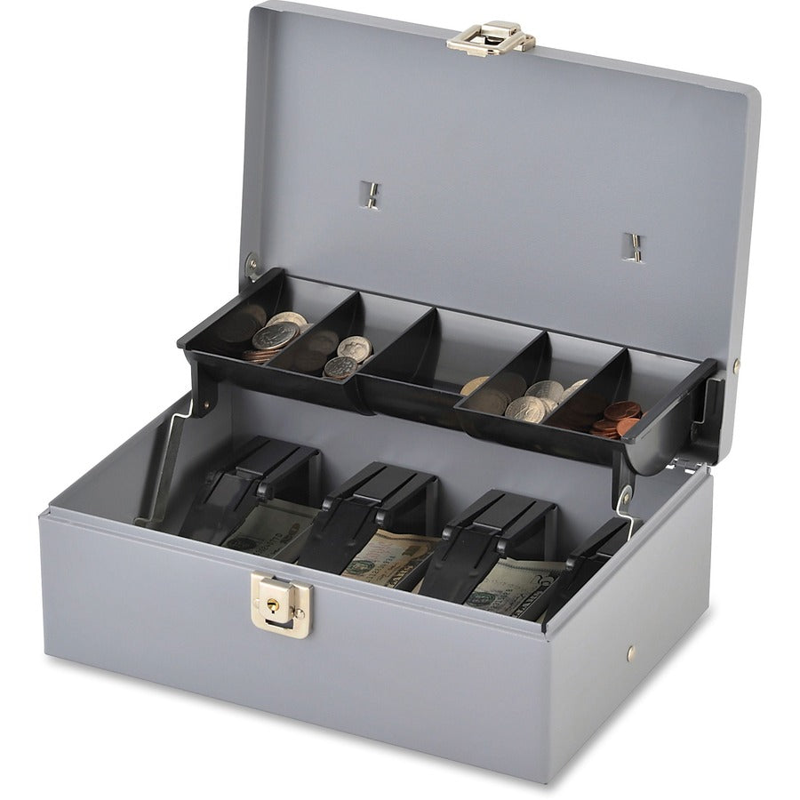 Sparco Controller Cash Box - 5 Coin - Gray - 3.4" Height x 11.4" Width x 7.5" Depth