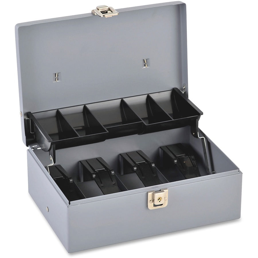 Sparco Controller Cash Box - 5 Coin - Gray - 3.4" Height x 11.4" Width x 7.5" Depth